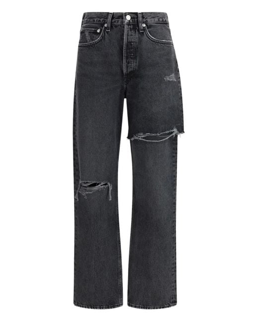 Agolde Blue Ripped Button-Fastening Five-Pockets Jeans