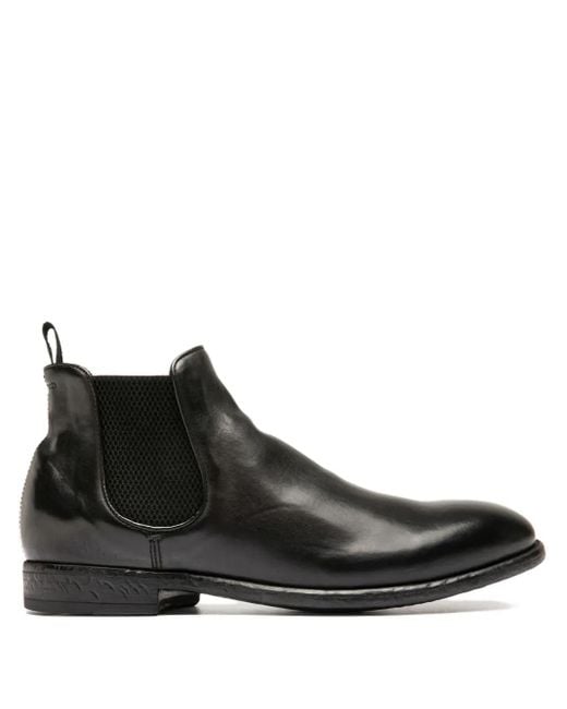 Officine Creative Black Elastic-Panel Leather Boots for men
