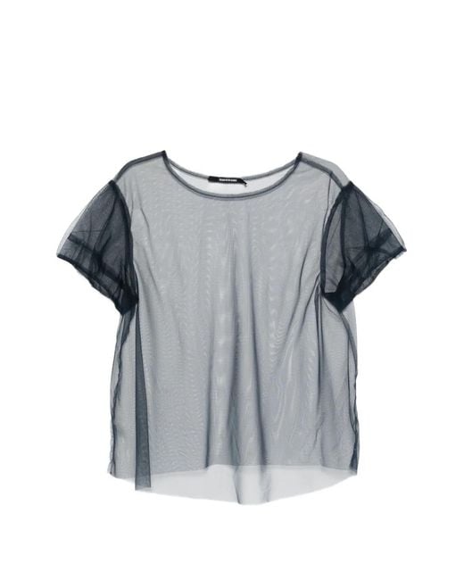 Susanne Bommer Gray Sheer Short-Sleeve T-Shirt