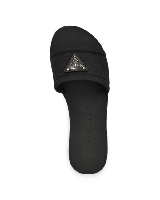 Guess Black Elysone Logo Sandals