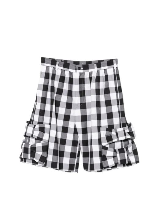 Comme des Garçons White Gingham Bow Shorts