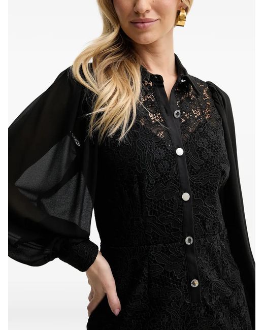 Morgan Black Lace Buttoned Mini Dress