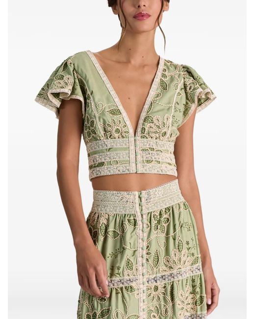 Alice + Olivia Multicolor Blouse Keeley À Manches Volantées