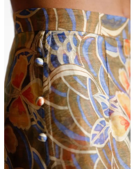 Ixiah Natural Casablanca Floral-Print Midi Skirt