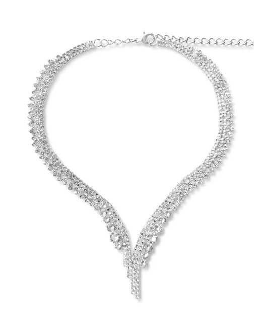 Hzmer Jewelry White Crystal-Embellished Necklace