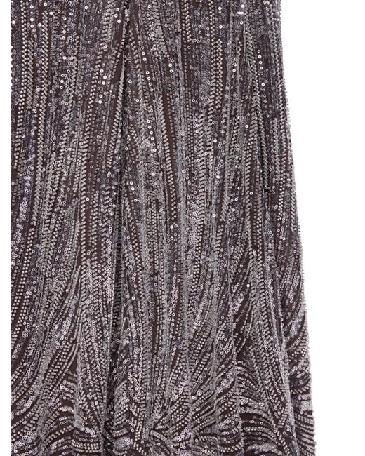 Rabanne Gray Sequin-Embellished Embroidered Maxi Skirt