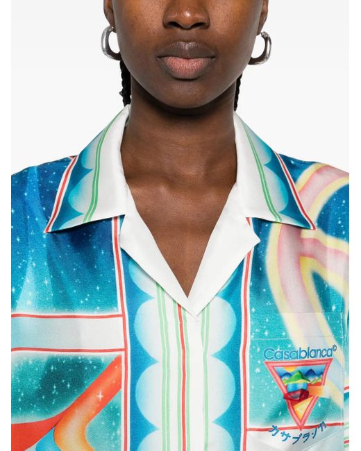 Casablanca Blue Printed Silk Shirt