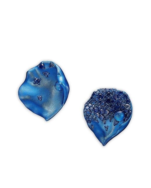 Anabela Chan Blue 14K And Rhodium Vermeil Petal Sapphire And Topaz Earrings
