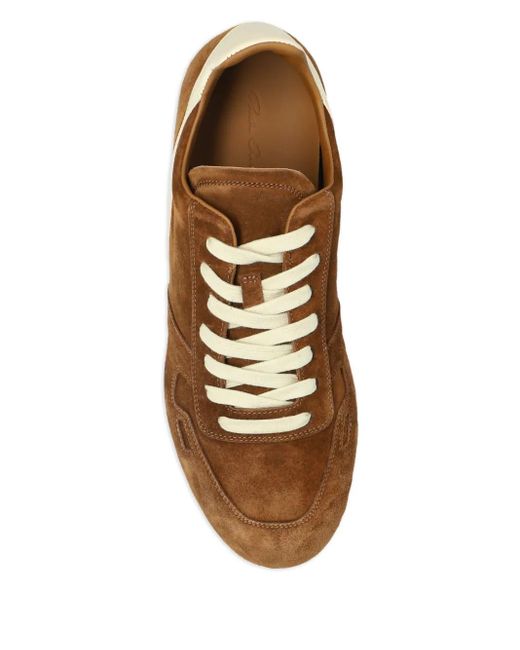 Rick Owens Brown Minimal Sneak Suede Leather Panel Sneakers