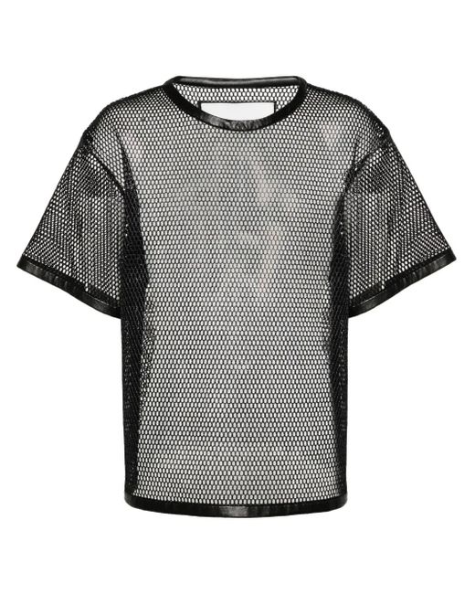 Jil Sander Gray Perforated Leather-Trim T-Shirt for men