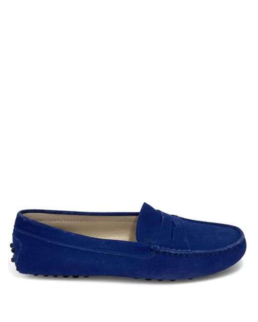 Tod's Blue Suede Penny Loafers