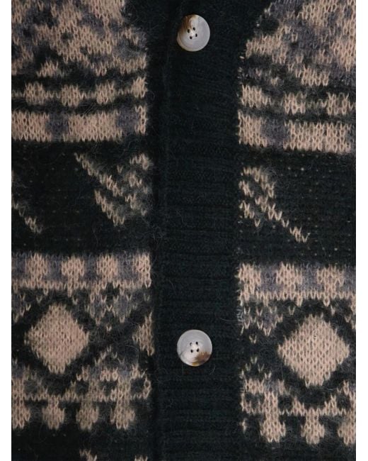 Daily Paper Black Patterned Button Cardigan for men