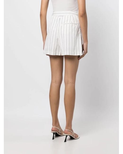 Palmer//Harding White Stripe-Print Skirt-Overlay Shorts