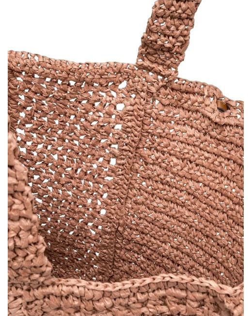 Gianni Chiarini Brown Nefeli Crochet Shopper Bag