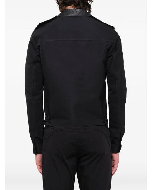 Lanvin Black Leather-Trim Zip-Up Jacket for men