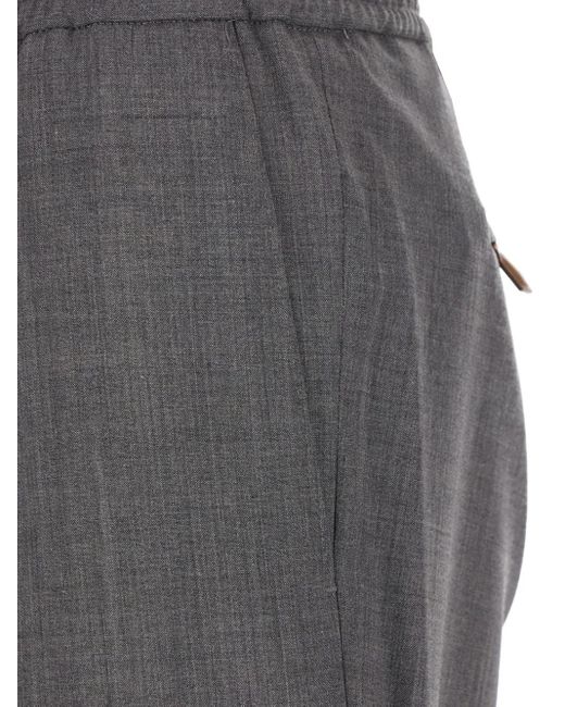 PT Torino Gray Drawstring-Waist Trousers for men