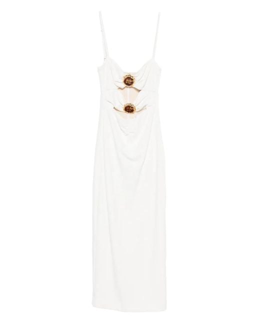 PATBO White Robe Mi-Longue À Ornements Et Découpe