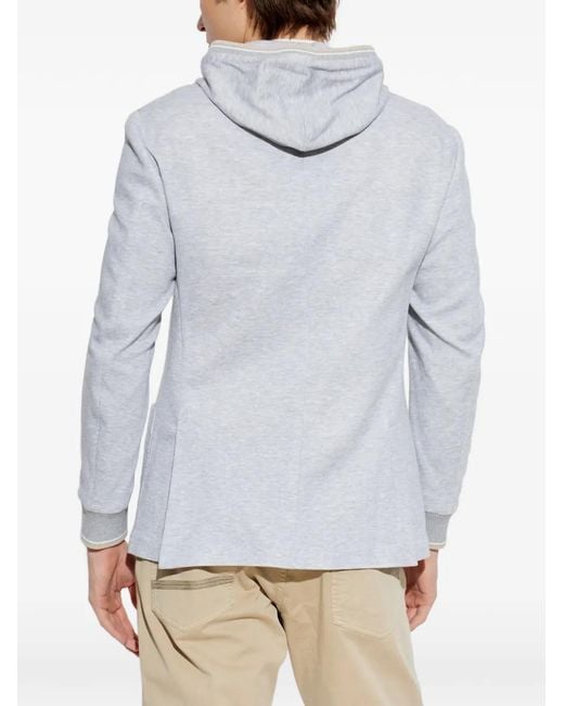 Eleventy White Hooded Buttoned Jacket for men