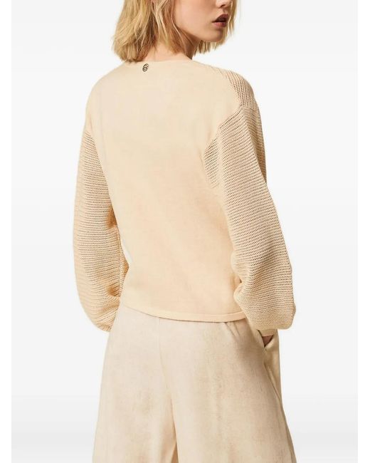 Twinset Natural Mesh Stitch Cardigan And Top