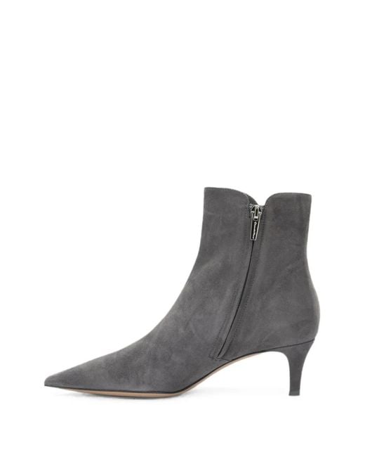 Gianvito Rossi Gray Pointed-Toe Suede Boots