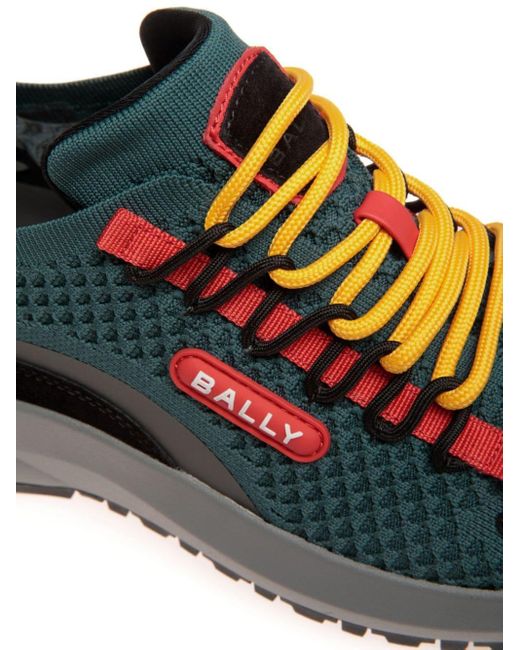Bally Green Outline Mesh Logo-patch Sneakers for men