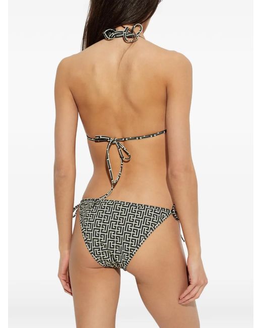 Balmain White Labirinto-Print Bikini