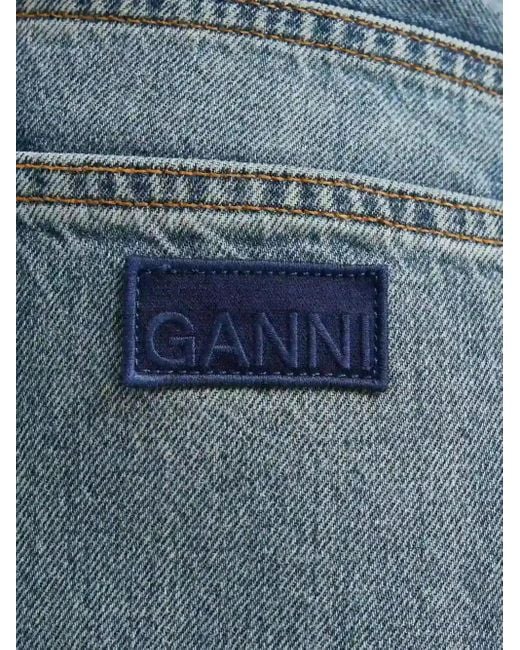 Ganni Blue Logo-Patch Jeans