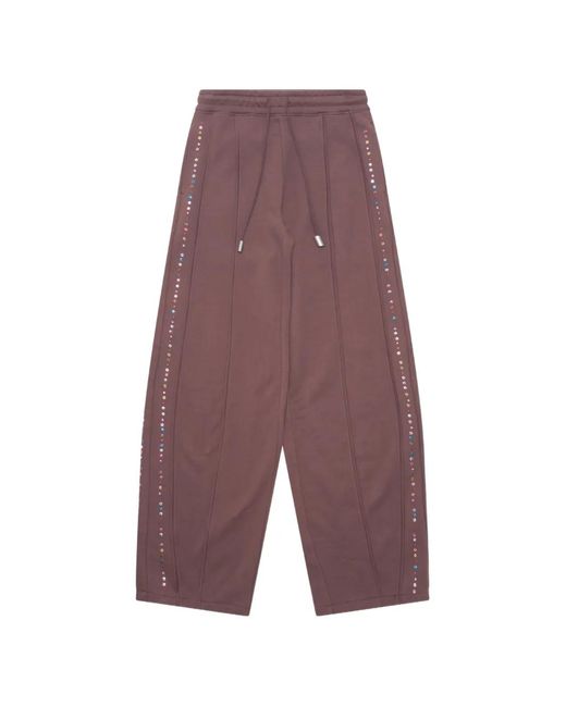 Eckhaus Latta Purple Crystal-Embellished Track Pants