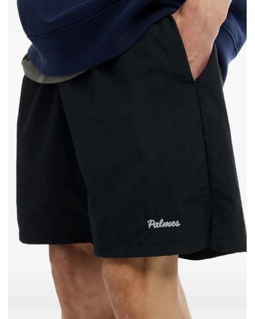 Palmes Blue Stitch Logo-Print Shorts for men