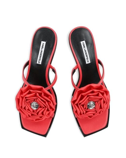 Karl Lagerfeld Pink 70Mm Rose-Embellished Sandals