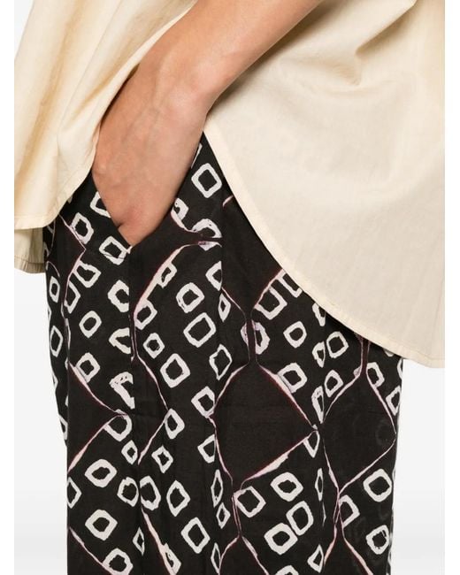Yavi Gray Triya Geometric-Pattern Trousers
