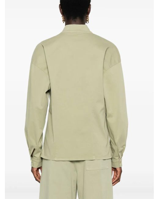 Forte_forte Green Peached Cotton Twill Collar Shirt Clothing