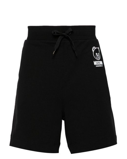 Pantalones cortos con aplique del logo Moschino de hombre de color Black