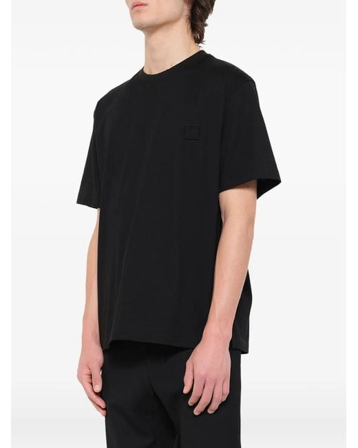 Wooyoungmi Black Flower-Print Logo-Patch T-Shirt for men