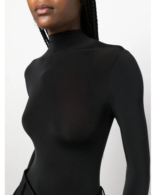 Wolford Black Buenos Aires String Semi-Sheer Bodysuit