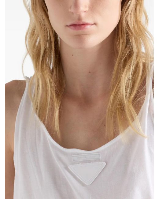 Top Con Parche Del Logo Prada de color White