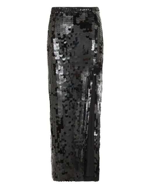 P.A.R.O.S.H. Black Sequined Midi Skirt