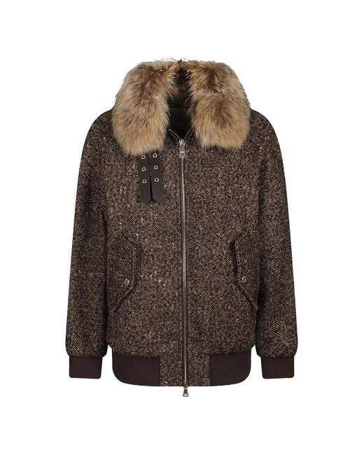 Ermanno Scervino Brown Herringbone-Pattern Jacket