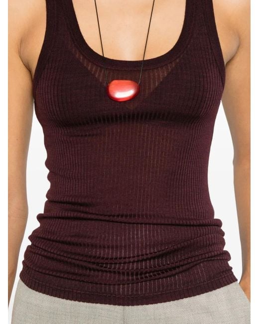 Forte_forte Purple Wool Ribbed American Tank Top