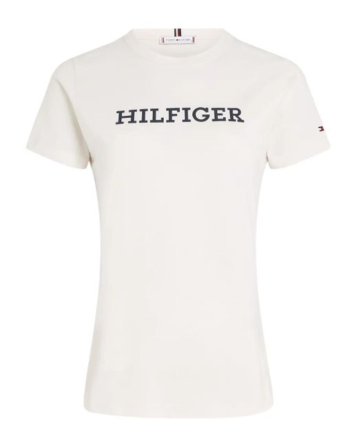Tommy Hilfiger White Logo-Print T-Shirt