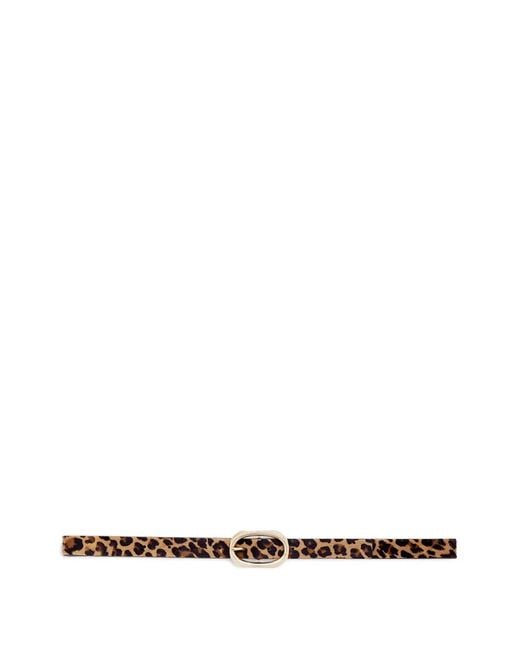 Anine Bing White Oval Buckle Leopard Print Belt