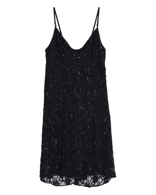 Amir Slama Black X Astrid Sequin-Embellished Mini Dress