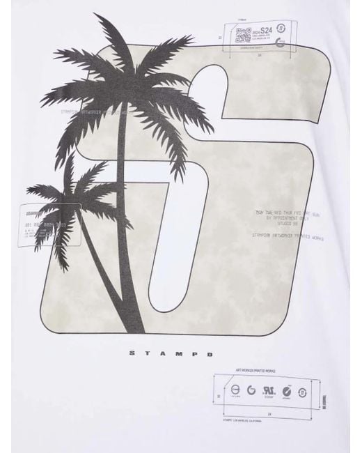 Stampd White Palm-Tree-Graphic T-Shirt for men