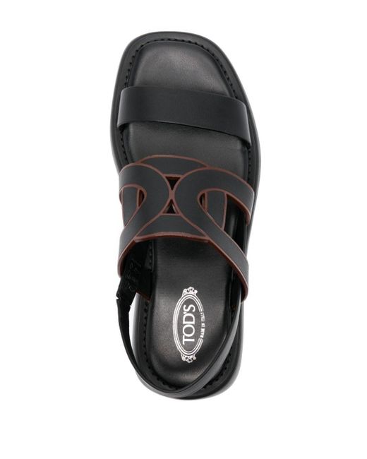 Tod's Black Leather Platform Sandals