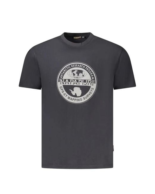 Napapijri Black Graphic-Print Cotton T-Shirt for men