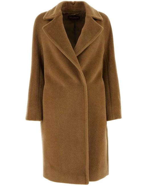 Max Mara Sidney Dubbele Rij Knopen Jas in het Natural