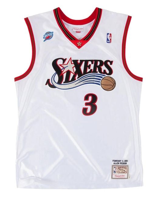 メンズ Mitchell & Ness 76ers 2001 Allen Iverson ジャージ White