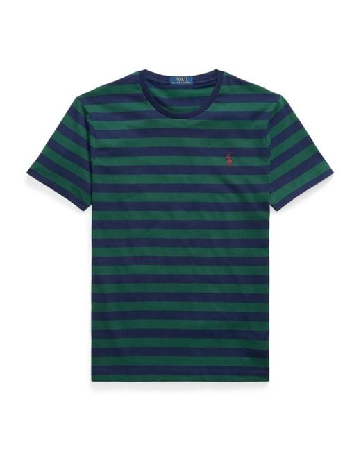 Polo Ralph Lauren Green Striped-Pattern Crew-Neck T-Shirt for men