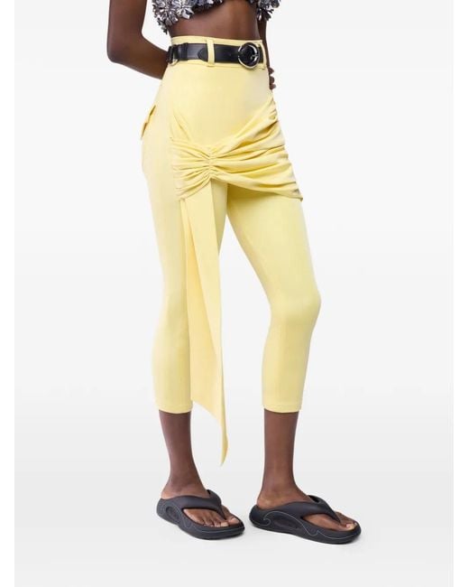 Rabanne Yellow Draped-Detail Trousers