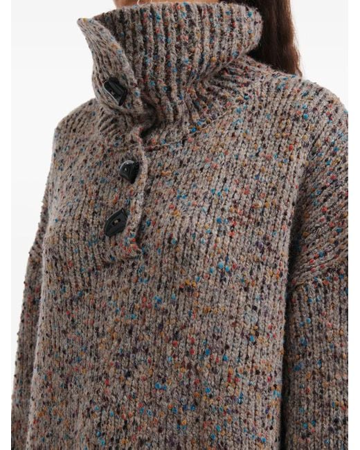 B+ AB Gray Button High-Neck Sweater